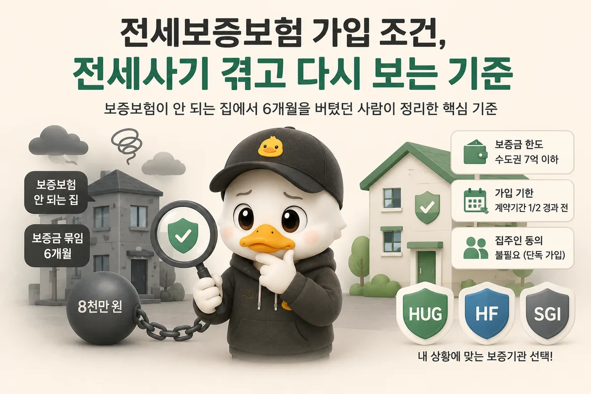 전세보증보험 가입 조건 핵심 요약, 수도권 7억 한도·가입 기한·집주인 동의 불필요와 HUG·HF·SGI 안내