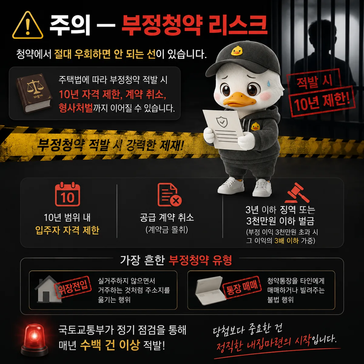 부정청약 적발 시 10년 자격 제한·계약 취소·형사처벌까지 이어지는 리스크 정리 이미지